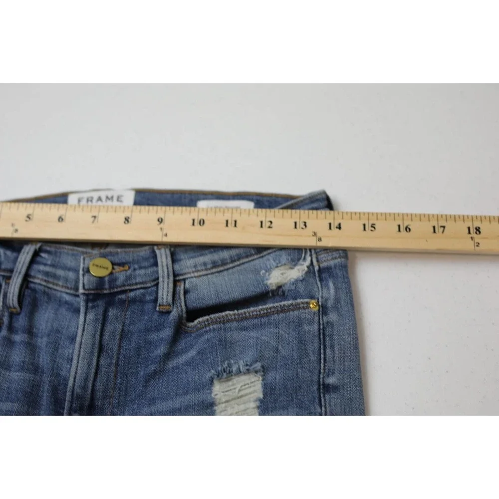 Frame Denim Womens Le‎ Debs High Ripped Straight Jeans Size 27 Distressed Denim